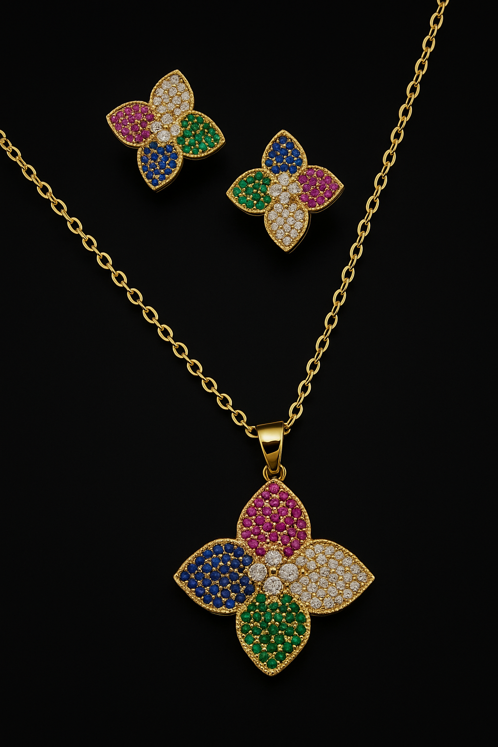Glitter Blossom Jewelry Set