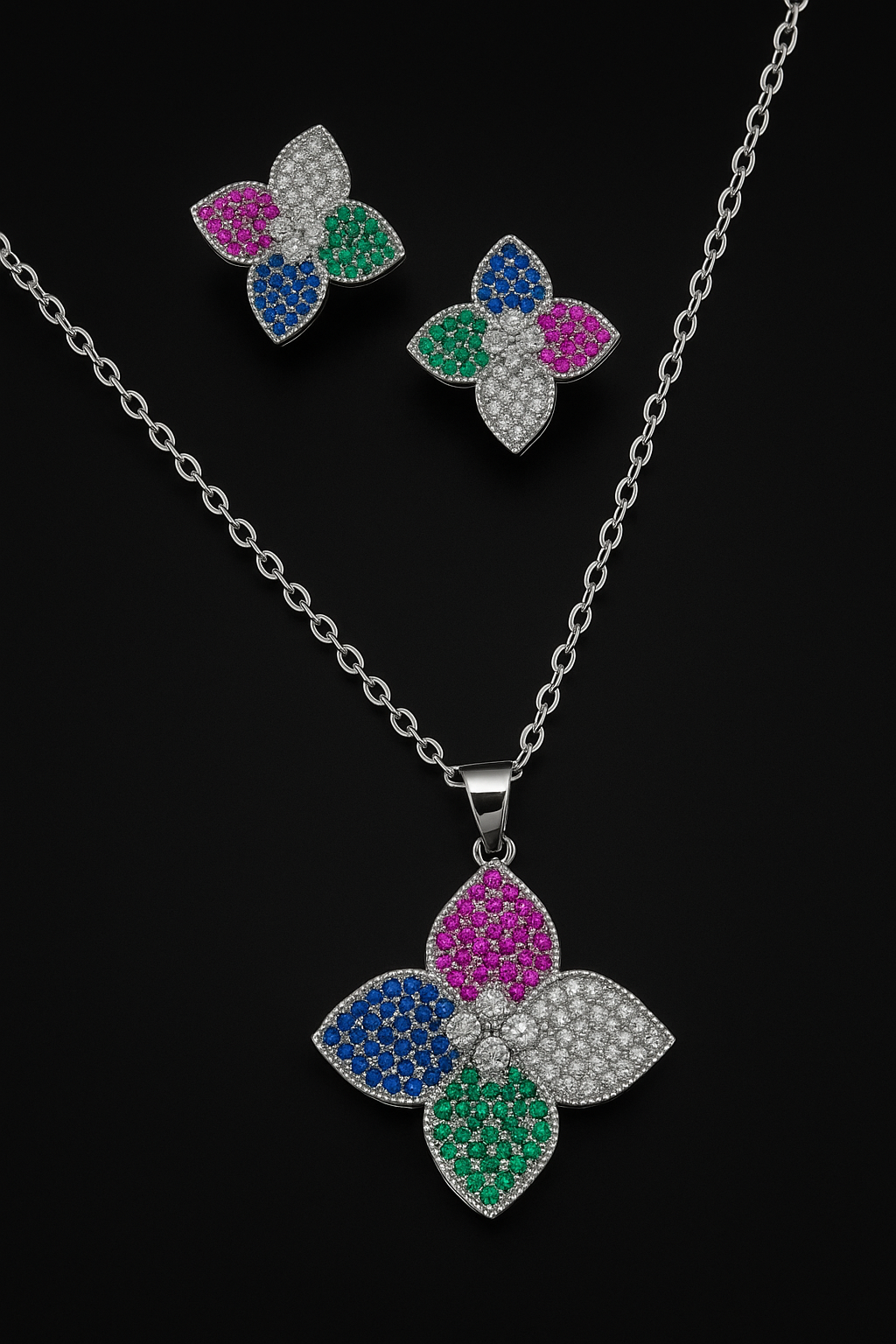 Glitter Blossom Jewelry Set