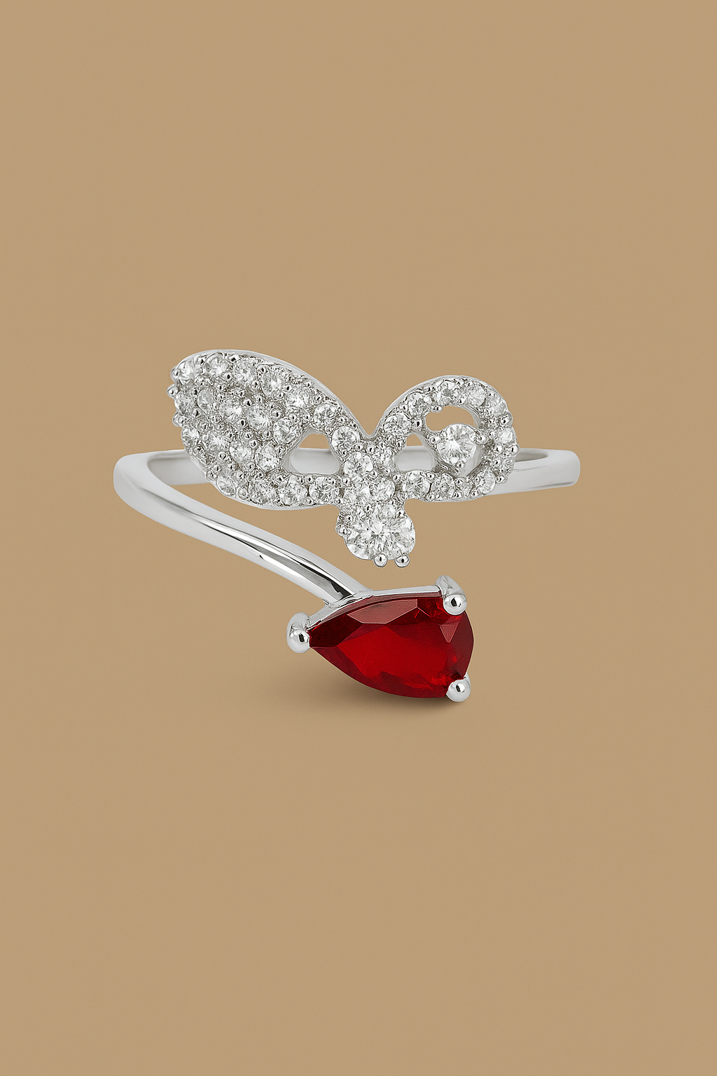 Elegant Double Loop Flower & Pearl Ring