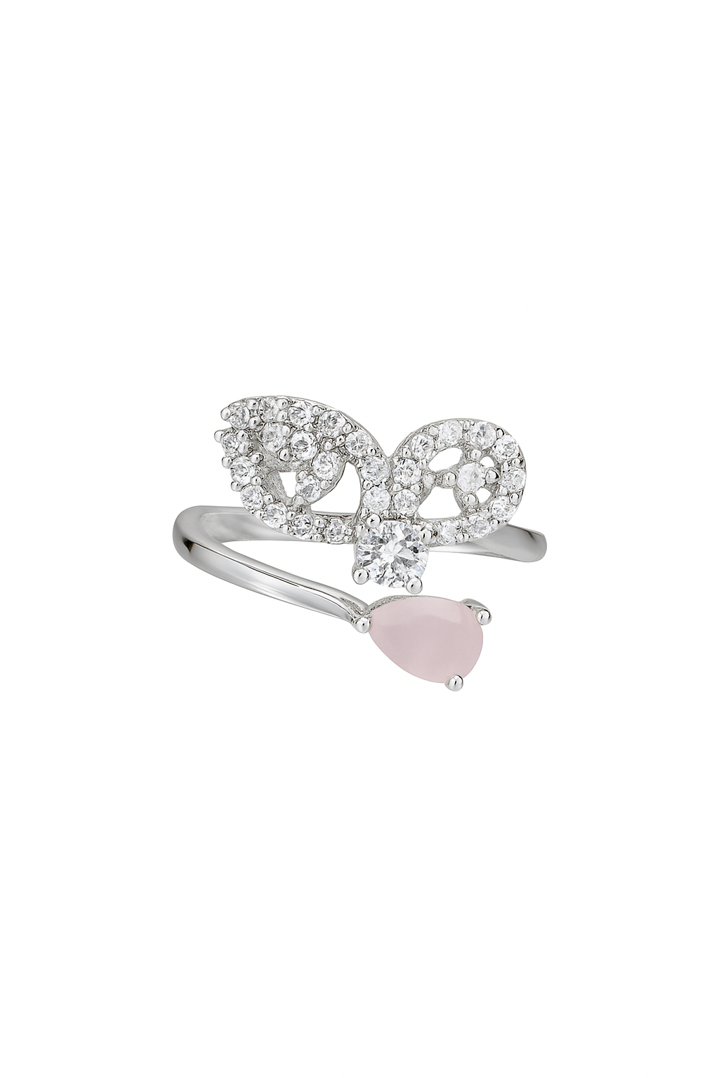 Elegant Double Loop Flower & Pearl Ring
