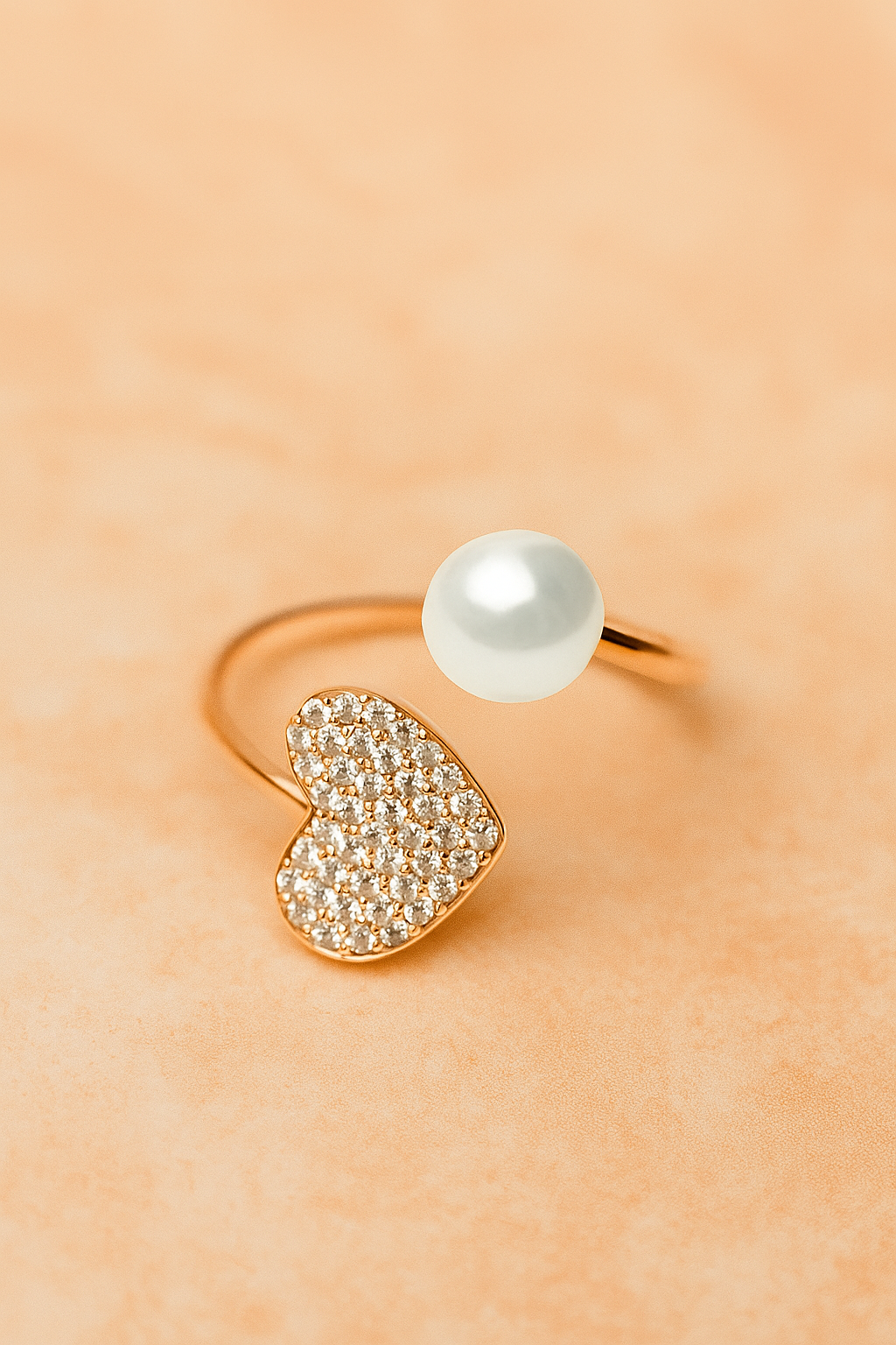 Heart & Pearl Double Loop Ring