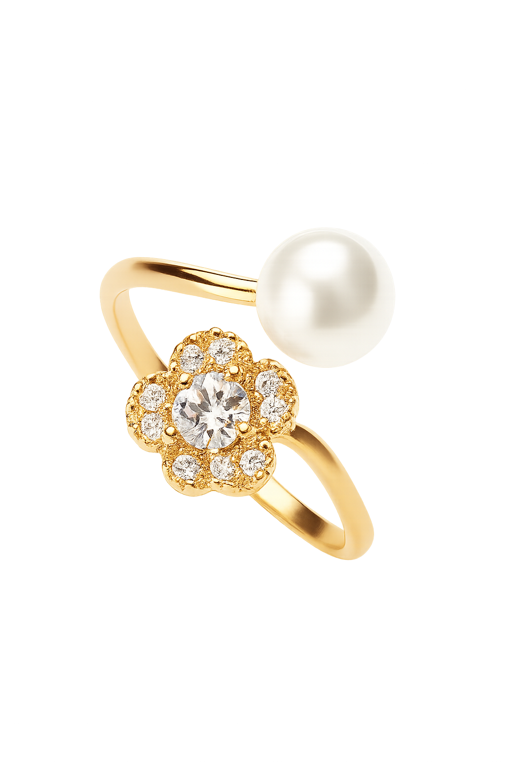 Pearl Bloom Double Loop Ring