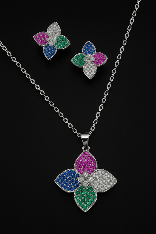 Glitter Blossom Jewelry Set