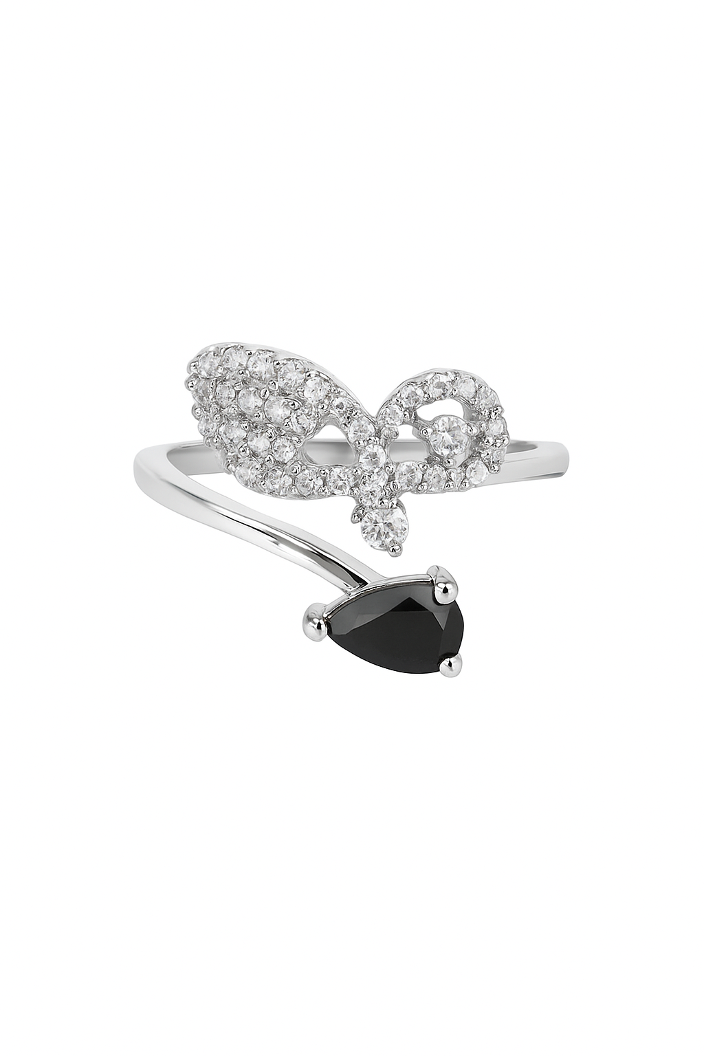 Elegant Double Loop Flower & Pearl Ring