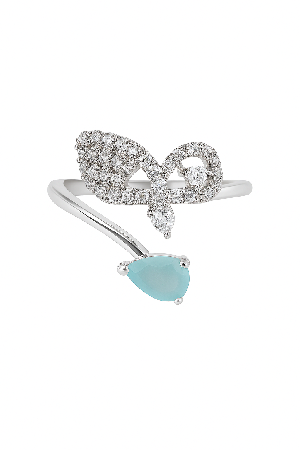 Elegant Double Loop Flower & Pearl Ring