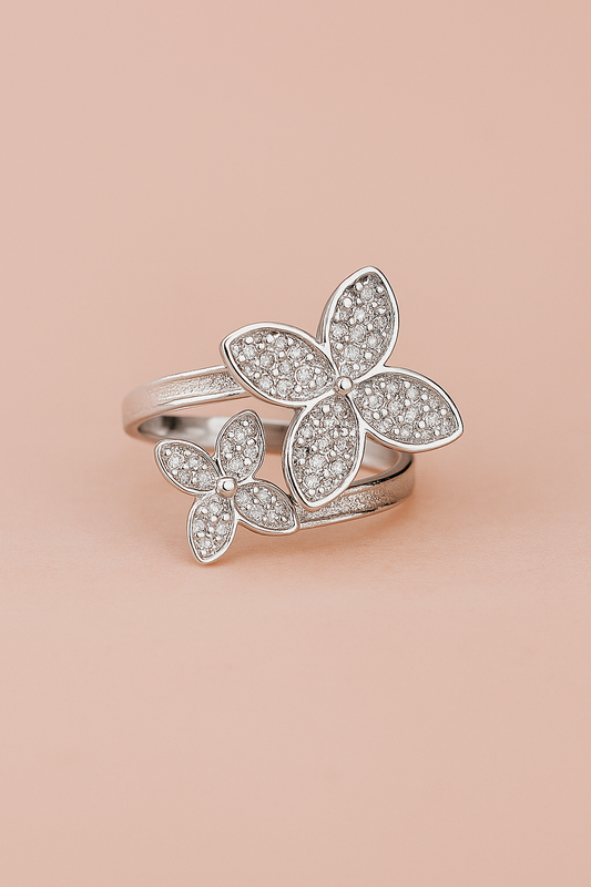 Twin Bloom Loop Ring