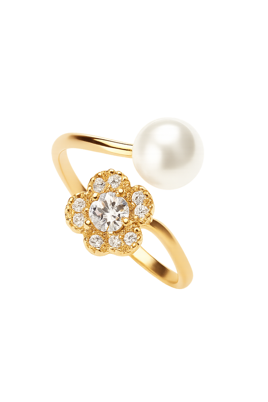 Pearl Bloom Double Loop Ring