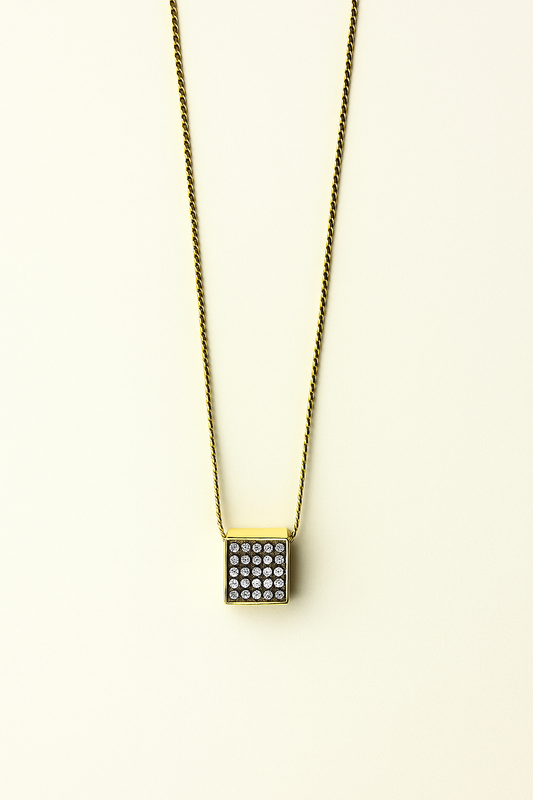 Golden Cube Charm Necklace